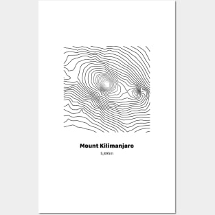 Mount Kilimanjaro Topographic Map Posters and Art